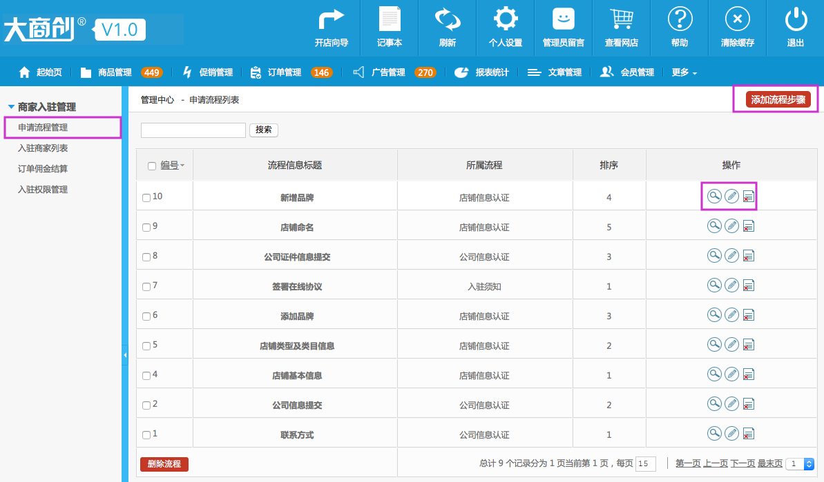 商家入驻管理 15.1申请流程管理